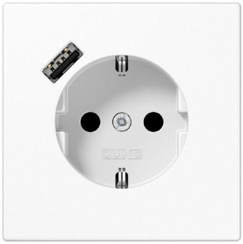 Розетка с заземлением +1хUSB тип A без рамки Jung LS990 1-м. белый картинка